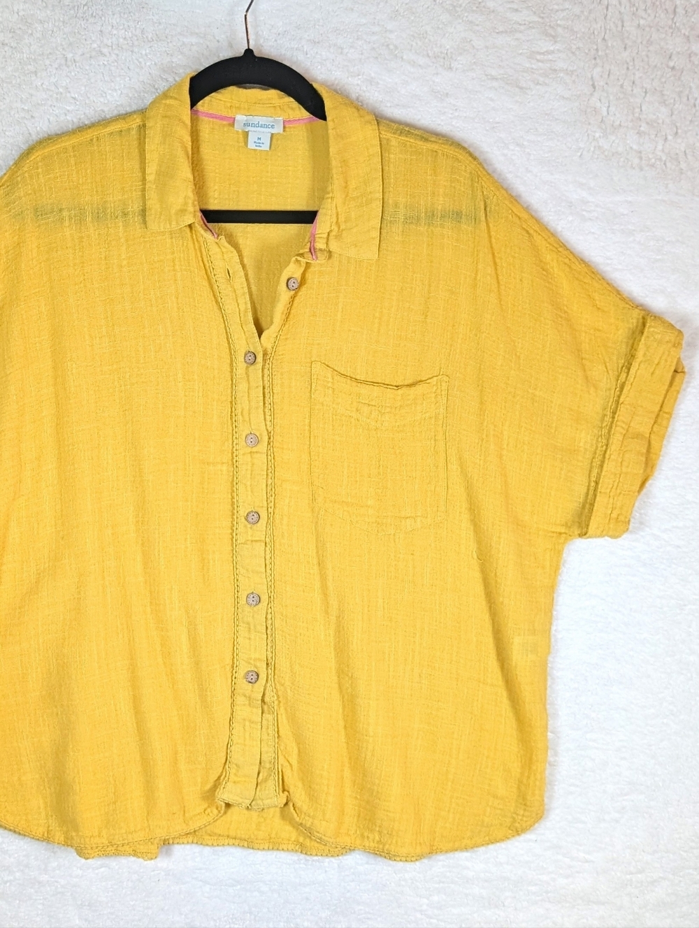 Sundance Yellow Short-Sleeve Button-Up Shirt